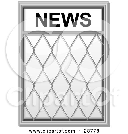 Clipart Illustration of a Chrome Newspaper Stand With A Wire Guard On White by elaineitalia