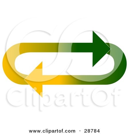 Clipart Illustration of an Oval Of Gradient Green And Yellow Arrows Moving In A Clockwise Motion by djart