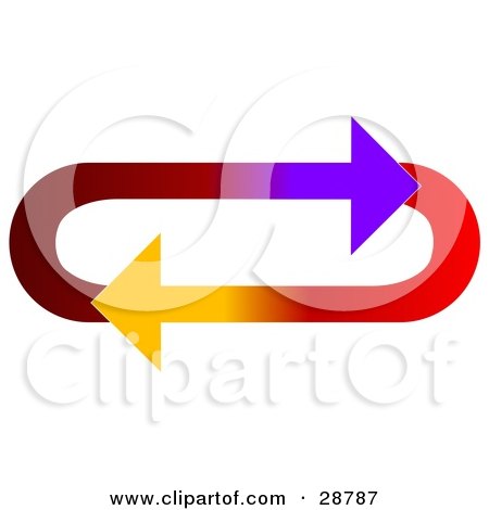Clipart Illustration of an Oval Of Gradient Purple, Red, And Yellow Arrows Moving In A Clockwise Motion by djart
