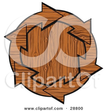 Clipart Illustration of a Circle Of Wooden Arrows Around A Wood Center by djart