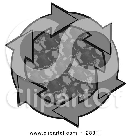 Clipart Illustration of a Circle Of Gray Arrows Around A Patterned Center by djart