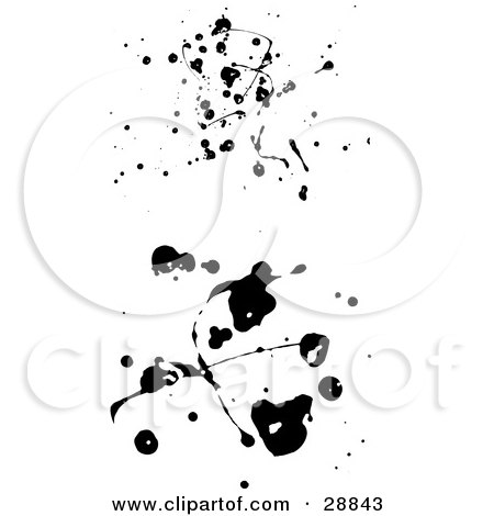 Clipart Illustration of Two Black Ink Blots And Drips On A White Background by KJ Pargeter
