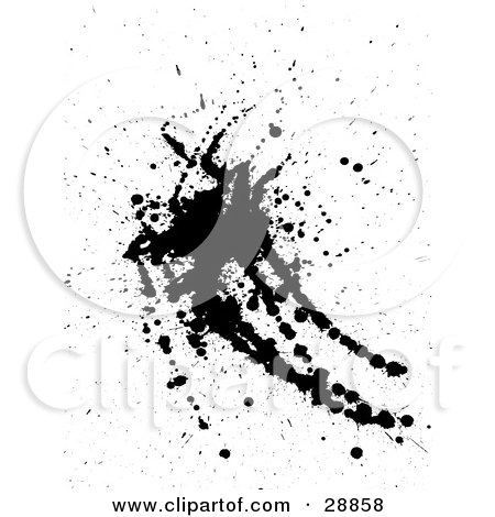 Clipart Illustration of a Black Ink Set With Thick Drips And Lines Over White by KJ Pargeter