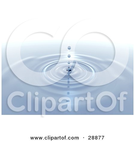 Clipart Illustration of Blue Droplets Falling Into Concentric Circles On The Surface Of Water by Tonis Pan