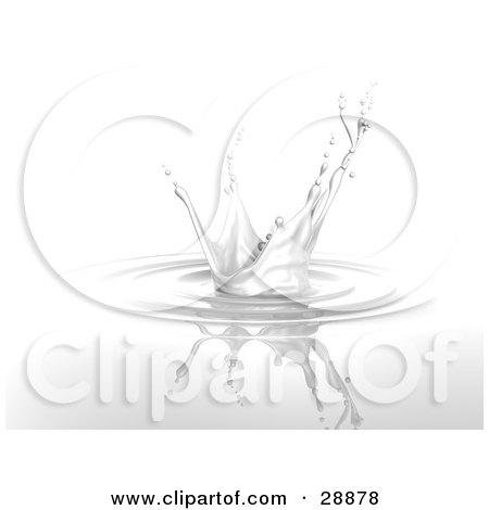 Clipart Illustration of a Milk Splash With Droplets At The Ends, A Reflection And Circles On The Surface by Tonis Pan