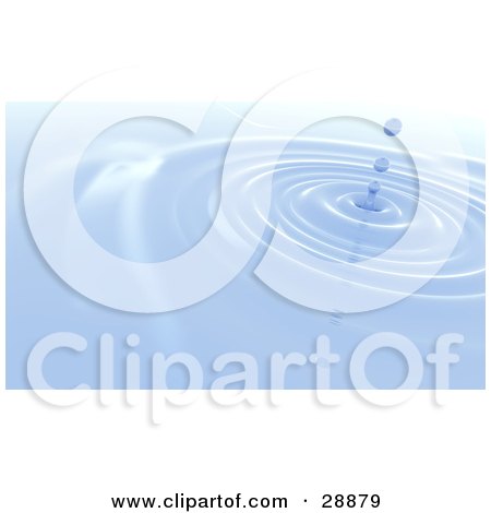 Clipart Illustration of Three Blue Droplets Dripping Down In The Center Of Concentric Circles Of Water by Tonis Pan