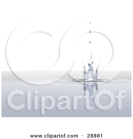 Clipart Illustration of a Still Reflective Surface Of Water With A Large Splash, Rings And Droplets Falling Down by Tonis Pan