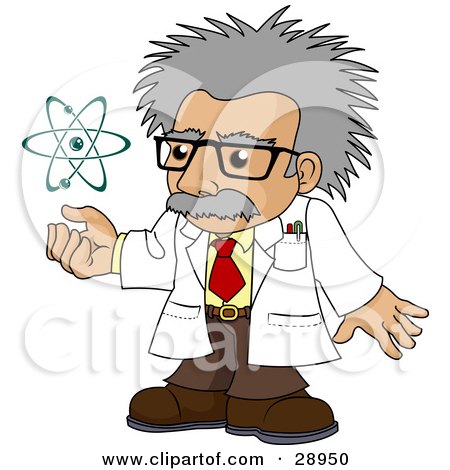 Clipart Illustration of a Senior, Gray Haired Scientist Holding His Hand Under A Spinning Galaxy by AtStockIllustration