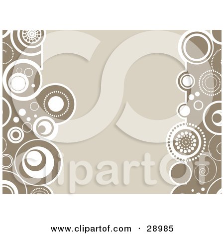 Clipart Illustration of a Beige Background Bordered By Retro Circles Of Brown And White On The Sides by KJ Pargeter