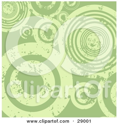 Clipart Illustration of a Background Of Grungy Green Peeling Circles by KJ Pargeter