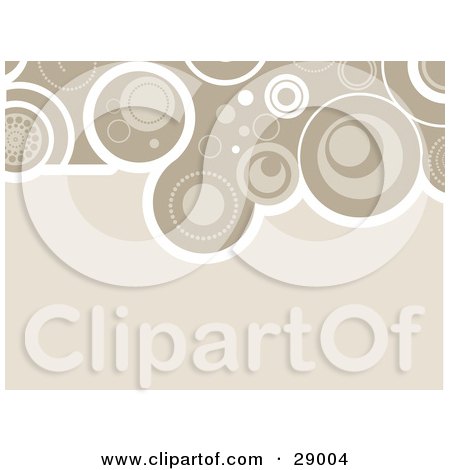 Clipart Illustration of a Beige Background Bordered By White And Brown Retro Circles At The Top by KJ Pargeter