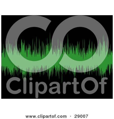 Clipart Illustration of Green Sound Waves Spanning Across A Black Background by KJ Pargeter