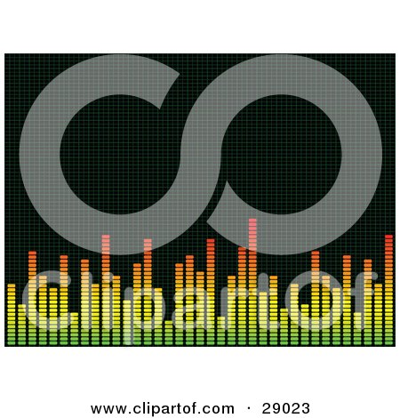 Clipart Illustration of a Background Of Orange, Yellow And Green Bars On An Equalizer by KJ Pargeter