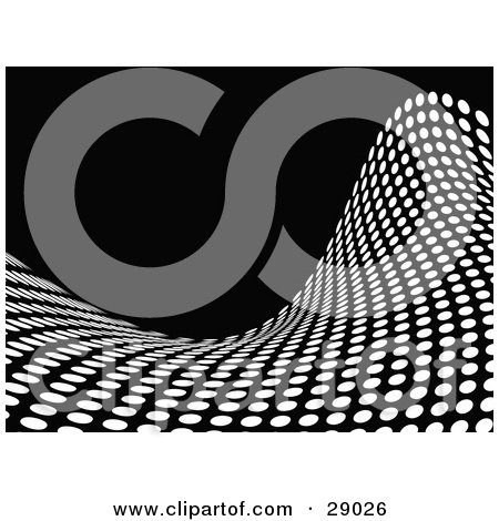 Clipart Illustration of a Wave Of White Dots On A Black Background by KJ Pargeter