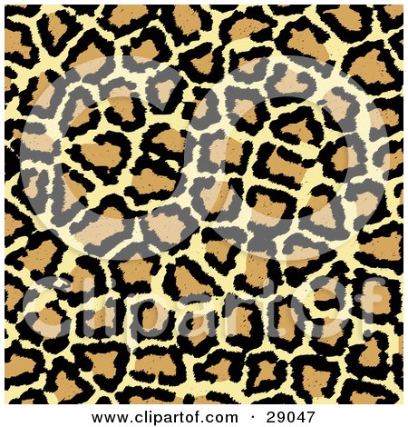 Clipart Illustration of a Background Of Black, Brown And Tan Leopard Print Patterns by KJ Pargeter