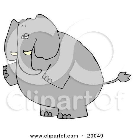 Clipart Illustration of a Big Gray Elephant Standing On Its Hind Legs And Facing To The Left by djart
