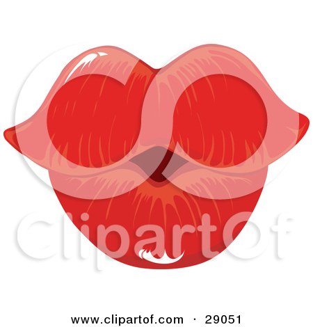 Clipart Illustration of a Pair Of Sexy Red Female Lips Puckered For A Kiss by Maria Bell