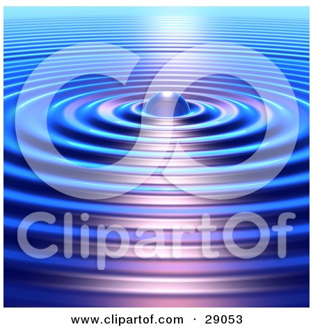 Clipart Illustration of Blue Concentric Ripples On The Surface Of Water, With Purple Light Shining Off Of The Center by Tonis Pan