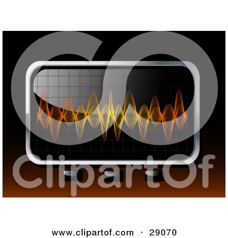 Clipart Illustration of Orange And Yellow Sound Waves Spanning A Screen by elaineitalia