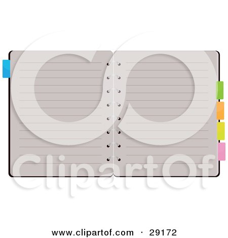 Clipart Illustration of an Open Spiral Notebook With Colored Tabs And Lined Pages by Melisende Vector