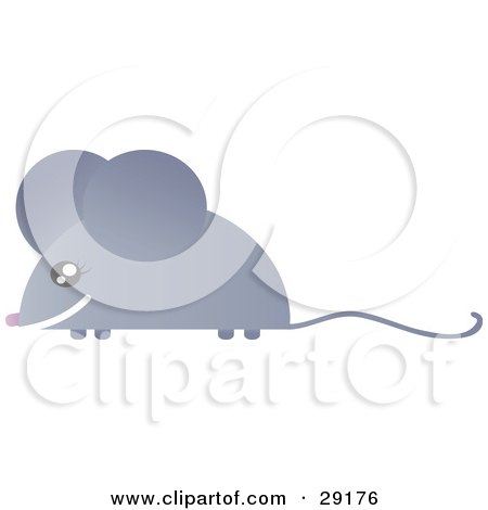 Clipart Illustration of a Grinning Gray Mouse With A Long Skinny Tail by Melisende Vector