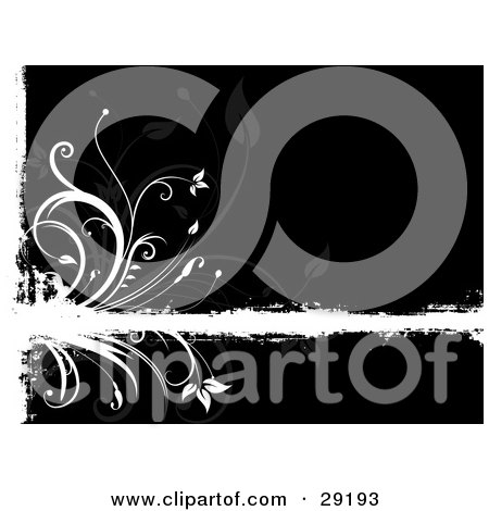 Clipart Illustration of a Black Background With White Grunge And Grasses By A White Bar by KJ Pargeter