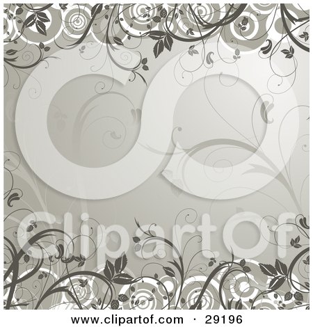 Clipart Illustration of White Circles And Brown Plants Around A Beige Background With Faint Plants by KJ Pargeter