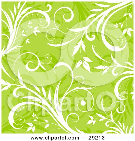 Clipart Illustration of a Background Of White And Faded Grasses Over Green by KJ Pargeter