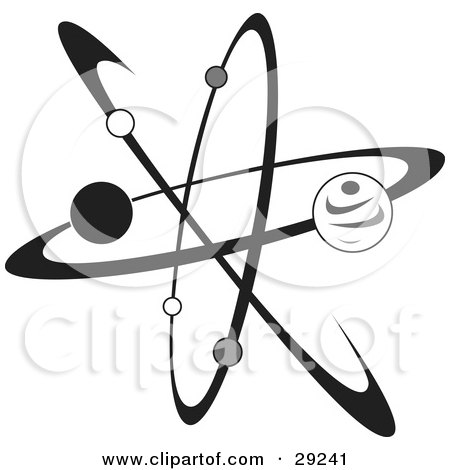Clipart Illustration of a Black Atom With Protons And Neurons Circling by erikalchan