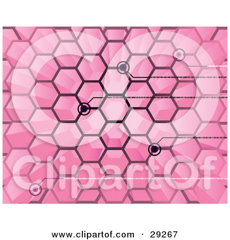 Clipart Illustration of Black Points Of Binary Code Spanning From Spaces In A Pink Hive by Tonis Pan