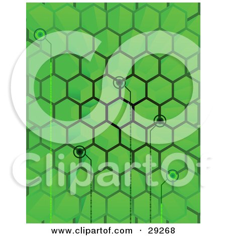 Clipart Illustration of Points Of Binary Code Spanning From Spaces In A Green Hive by Tonis Pan
