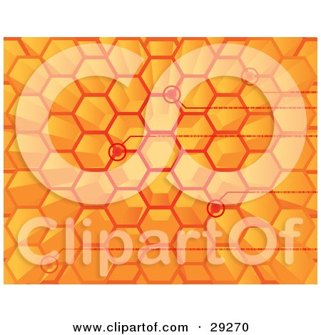 Clipart Illustration of Points Of Binary Code Spanning From Spaces In An Orange Hive by Tonis Pan