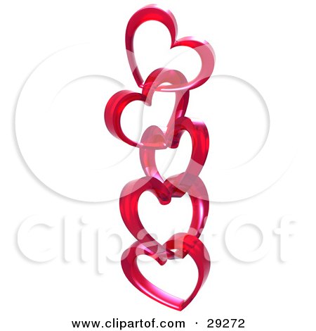 Clipart Illustration of a Chain Of Linked Red Hearts On A White Background by Tonis Pan