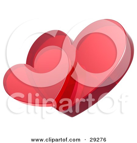 Clipart Illustration of a Small Red Transparent Heart Over A Big Thick Heart by Tonis Pan