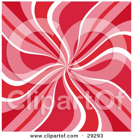 Clipart Illustration of a Retro Background Of Red, Pink And White Swirls by KJ Pargeter