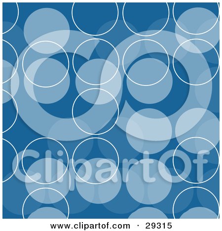Clipart Illustration of a Retro Patterned Background Of Blue And Light Blue Circles And White Outlines by KJ Pargeter