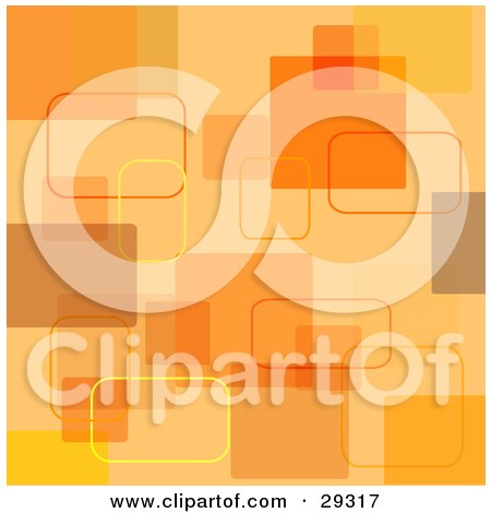 Clipart Illustration of a Retro Orange And Yellow Square Background by KJ Pargeter
