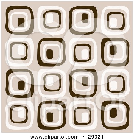 Clipart Illustration of a Background Of Brown And Beige Retro Squares by KJ Pargeter