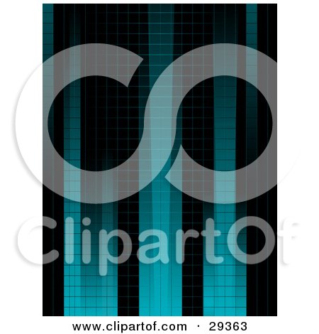 Clipart Illustration of a Background Of Gradient Blue And Black Columns Of Squares by elaineitalia