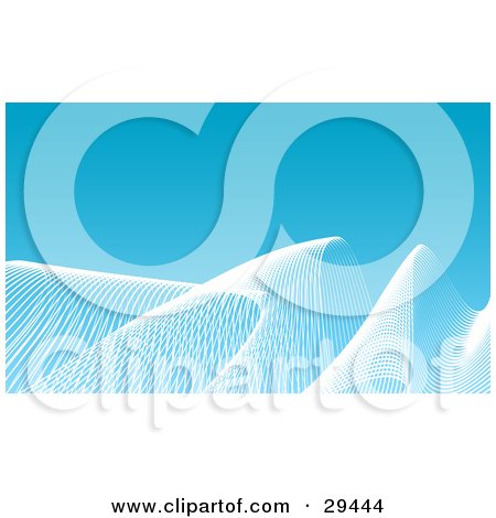 Clipart Illustration of Twists And Waves Of White Lines Over A Blue Background by KJ Pargeter