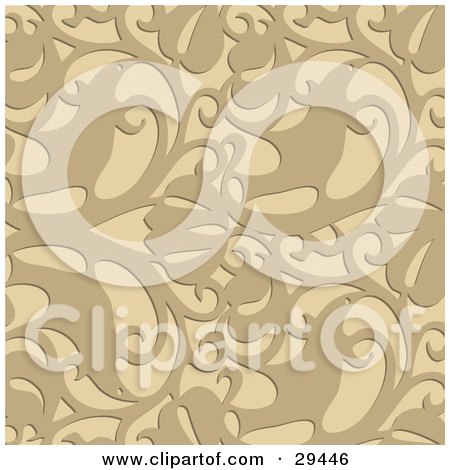 Clipart Illustration of a Brown Floral Background Pattern by KJ Pargeter
