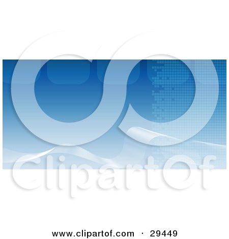 Clipart Illustration of Waves Of White Along A Blue Background With Faded Pixels And Tabs by KJ Pargeter