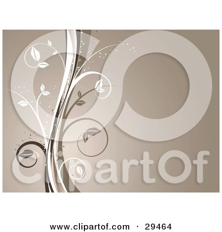 Clipart Illustration of Waves Of White, Dark Brown And Beige Vines On A Gradient Background by KJ Pargeter