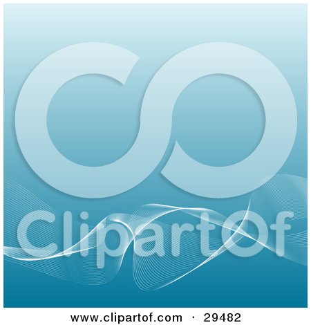 Clipart Illustration of a Gradient White To Blue Background With Waves Of White Along The Bottom by KJ Pargeter