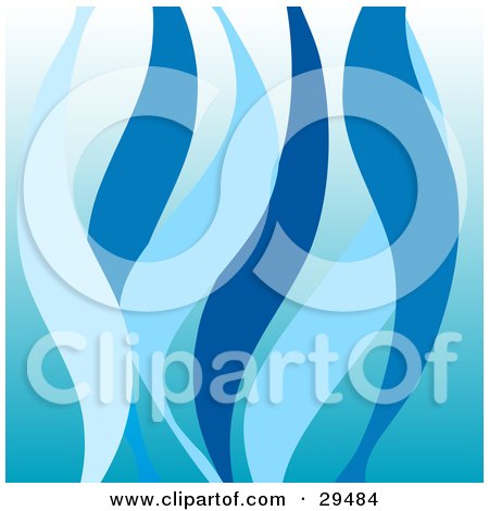 Clipart Illustration of a Background Of Light And Dark Waves Of Blue by KJ Pargeter