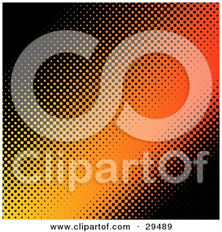 Clipart Illustration of a Gradient Orange To Yellow Wave With Black Dots by KJ Pargeter