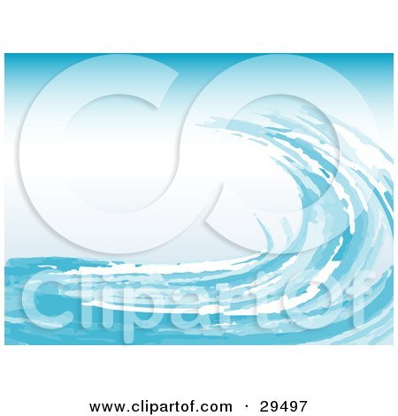 Clipart Illustration of a Wave Of Cool White And Blue Water Splashing Up Against The Right Edge by KJ Pargeter