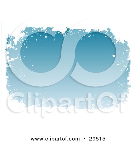 Clipart Illustration of a Border Of White Grunge Around A Winter Blue Background by KJ Pargeter