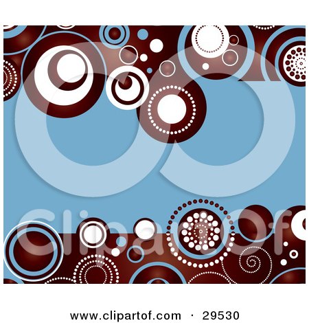 Clipart Illustration of a Blue Background Bordered With Deep Red, White And Blue Circle Patterns Along The Top And Bottom Edges by KJ Pargeter