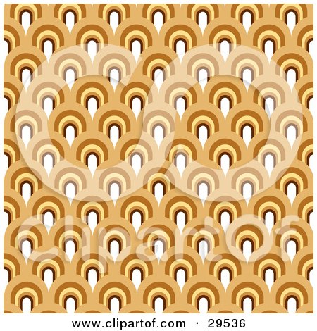 Clipart Illustration of a Retro Patterned Background Of White, Yellow And Brown Arches by KJ Pargeter